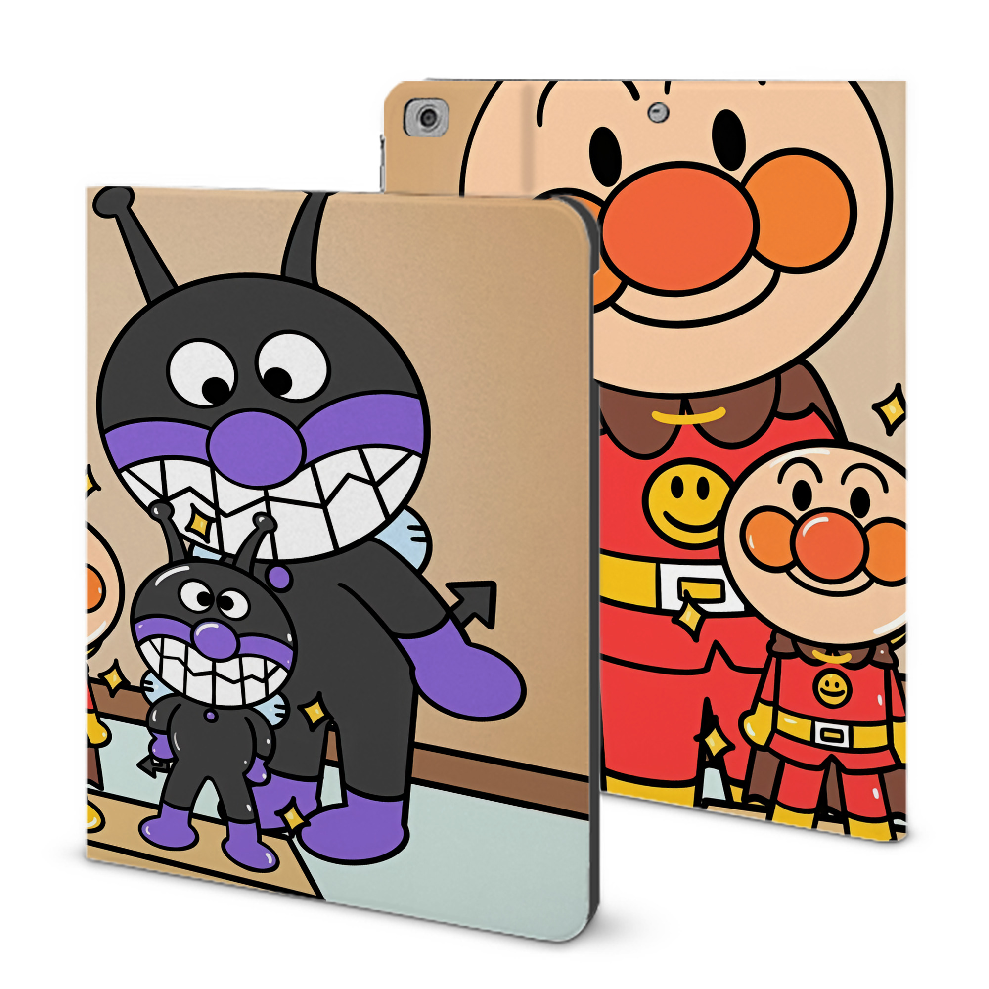 （画像用） アンパンマン Anpanman IPad ケース ブック型 PUレザー TPU 耐衝撃 軽量 薄型 ペン収納なし 全面保護 IPad 各モデル対応